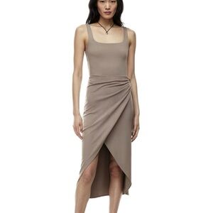 ARITZIA Wilfred Saturn Wrap Midi Dress - Taupe